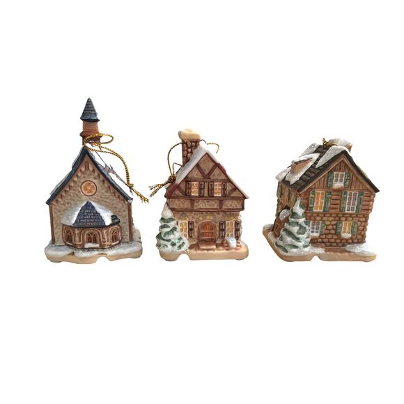 VTG M.I. Hummel Bavarian Village Christmas Ornaments, set of 3, "Village Bakery" - Picture 3 of 8